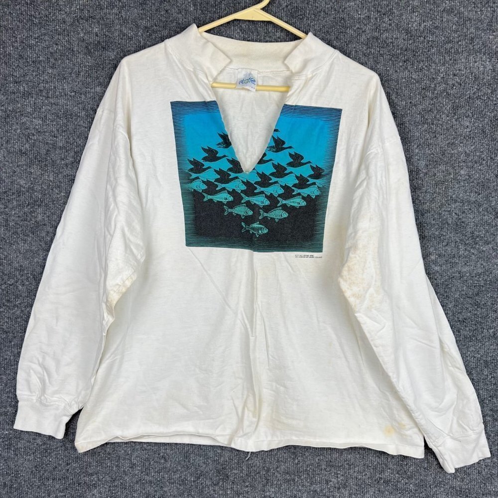 Vintage 1991 ALore M.C Escher Heirs Artwear Long Sleeve Single Stitched XL UNISE